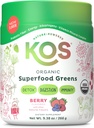 KOS Organic Superfood Greens Порошок - Gut Здоров'я від пребіотичних волокон, Суперзелених і Адаптогенів - сертифікований органічний USDA, виготовлений в сертифікованому середовищі GMP - 28 Сервінги Беррі