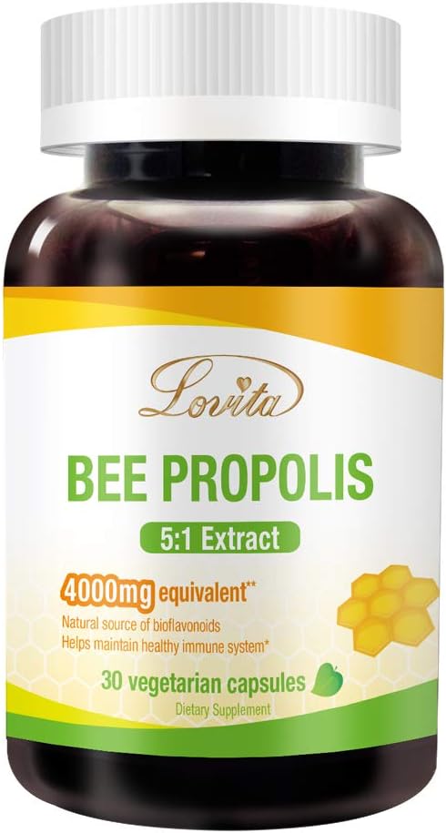 Капсула Lovita Propolis | Высокая потенция | 5:1 Концентрация | Естественный экстракт прополиса | 30 вегетарианских капсул (1 месяц поставки)