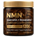 NMN Supplement, 1200mg Blend with 600mg NMN, 250mg Quercetin, 200mg Resveratrol, CoQ10 & Astaxanthin, Daily Supplement Formula, 60 Veggie Capsules, 30 Servings