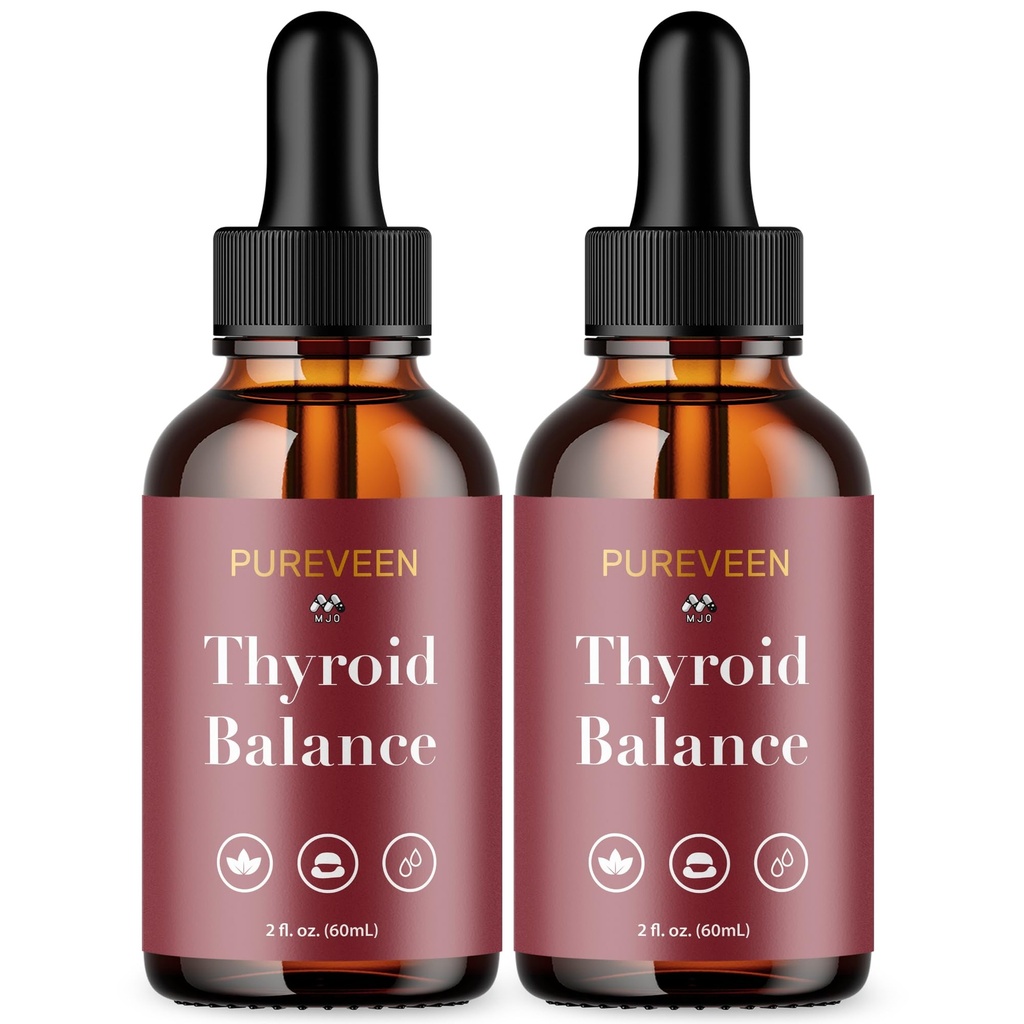 (2 Pack) Pureveen Thyroid Balance Drops, Official Pureveen Drops with All Natural Ingredients, Advanced Health and Wellness Support, Max Strength Multivitamin Thyroid Support Supplement (60 Servings)