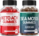 Keto ACV Gummies (60 comte) Formule avancée de perte de poids et Irish Sea Moss Gummies (90 comte) avec Bladderwrack & Burdock Root pour Thyroïde, Energie & Immmune Support - Non OGM, Vegan Safe & Made in US