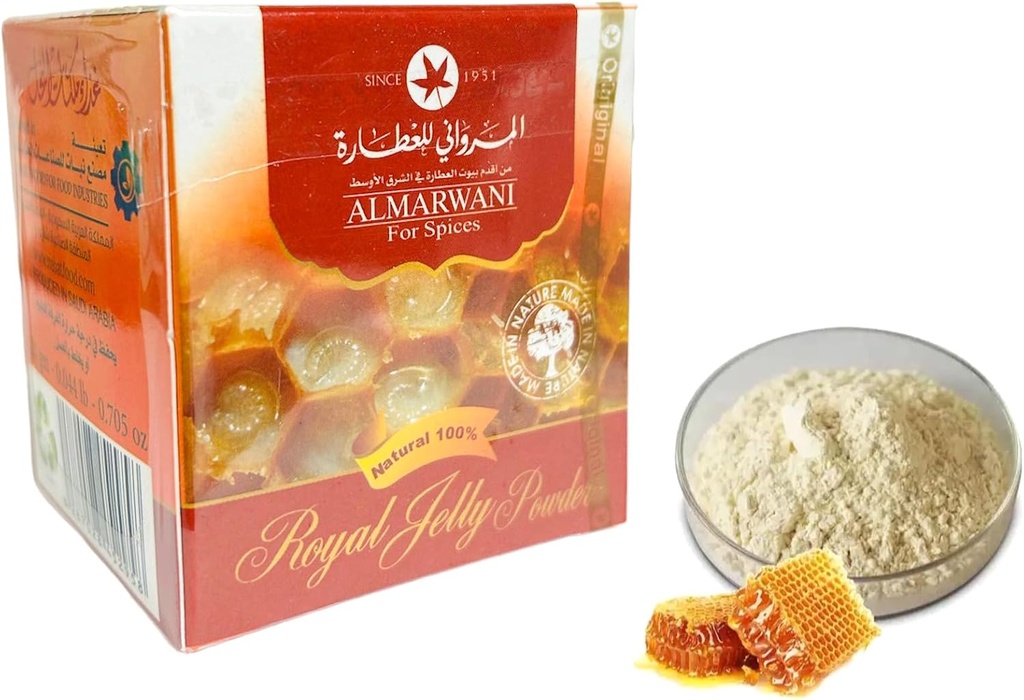 Royal Jelly Powder, 100% Pure & Natural, Immune Support Supplement, 20gm (0.70 oz), Nutrient-Rich Superfood