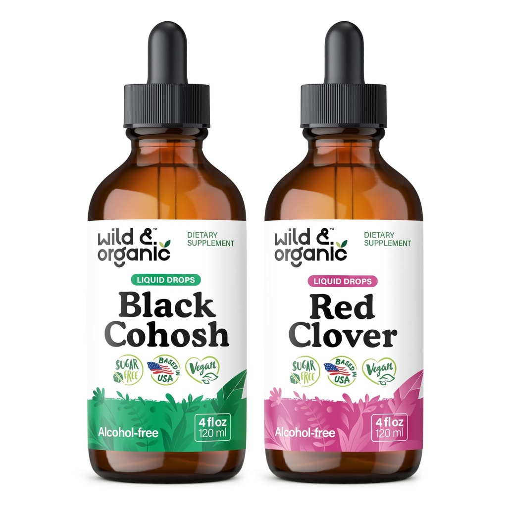 Wild & Organic Black Cohosh Tincture 4 fl oz & Red Clover Tincture 4 fl oz