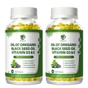 Lukaree Organic Oregano Oil Capsules with Black Seed Oil, Ultra-Concentrated 99% Carvacrol, 5-in-1 with Vitamin D3 E Black Pepper, Immune, Respiratory, Digestive & Antioxidant*, 180 Softgels, 2 Pack