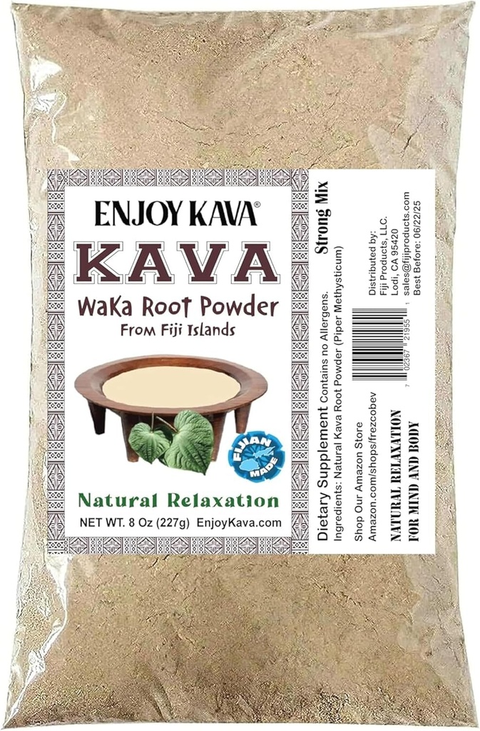 Pure Noble Kava Root Powder 1/2 Pound (8 Oz) All Natural Stress Relief - Helps Body Relax to Improve Sleep - Imported from Fiji Islands