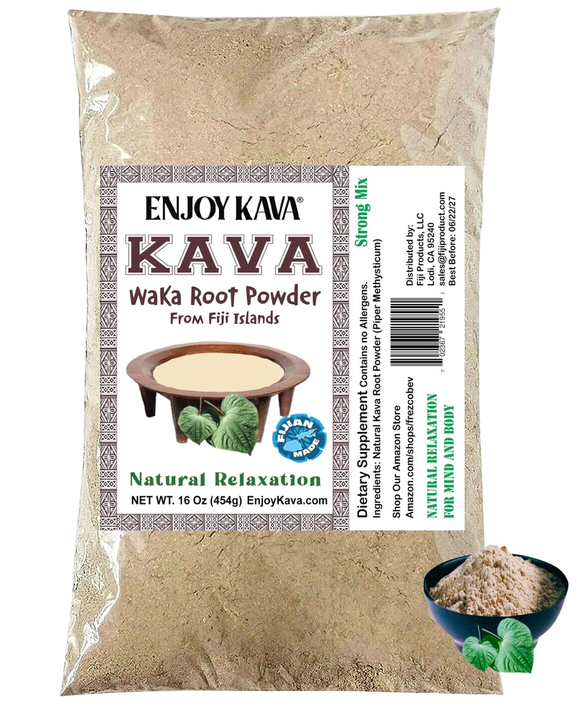 Natural KAVA Herbal Supplement for Relaxation (1 LB/16 Oz Bag) Promotes Rest and Calmness, Imported from Fiji