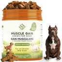 ZENO 11-in-1 Muscle Gain Chews - Weight Gain Supplements for Dogs with High Protein & Amino Acids - Premium Muscle Builder for Bully & All Breeds - Healthy for Puppies - 150 Chews - Chicken