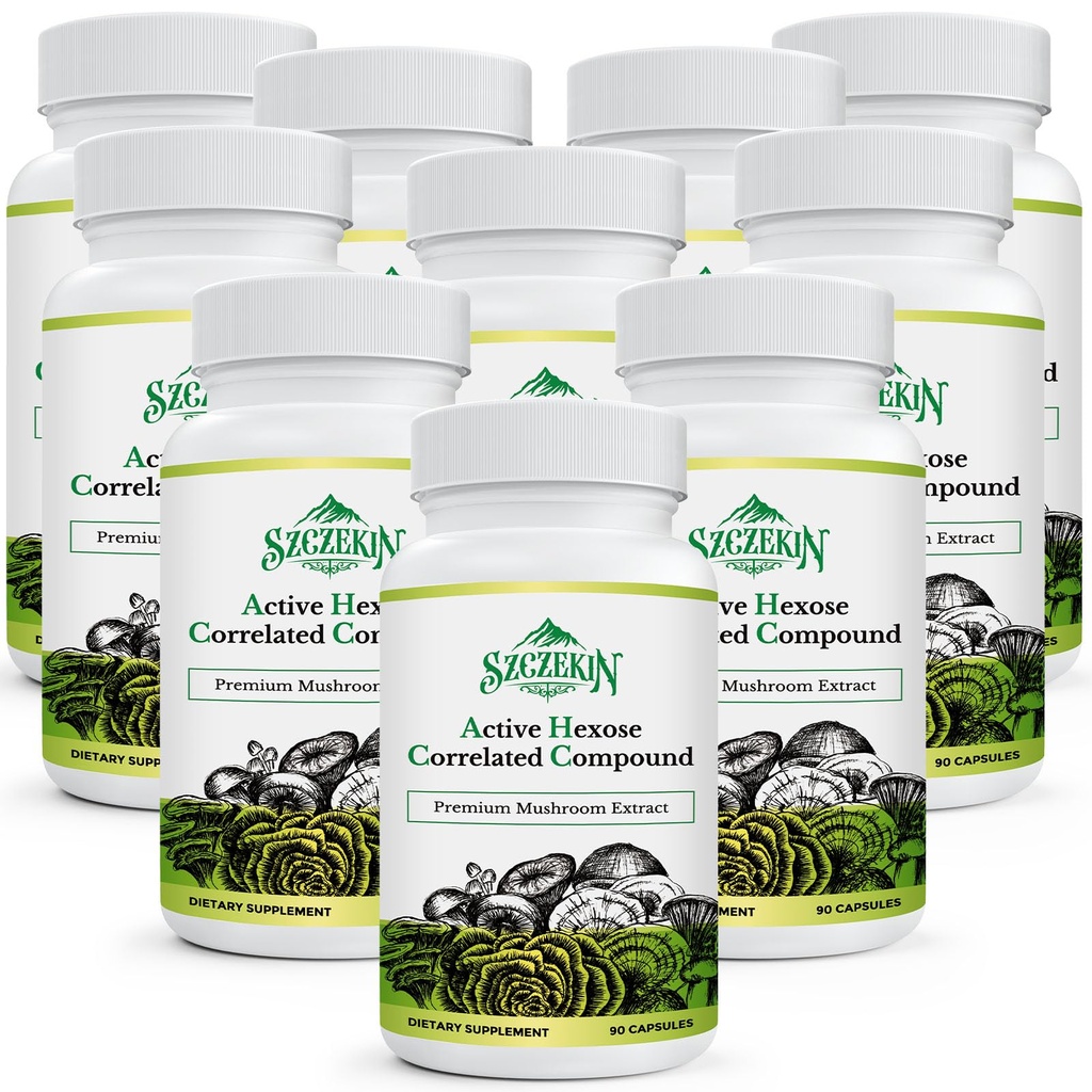 Active Hexose Correlated Compound 1500 mg Supplement, Natural 8 Mushroom Extract Supplement, Immune System, Liver Function, Natural Killer and T Cells Activity, 900 Veggie Capsules