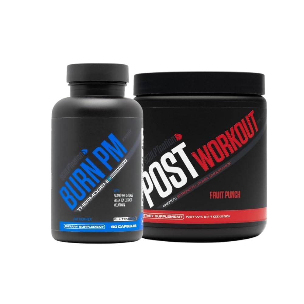 Sculpt Nation by V Shred Burn PM and Post Workout Fruit Punch Powder Bundle