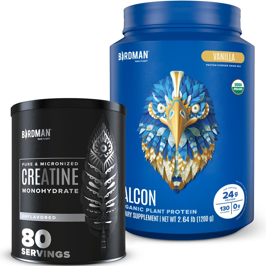 BIRDMAN Falcon Vegan Protein Powder + Micronized Creatine Monohydrate Bundle
