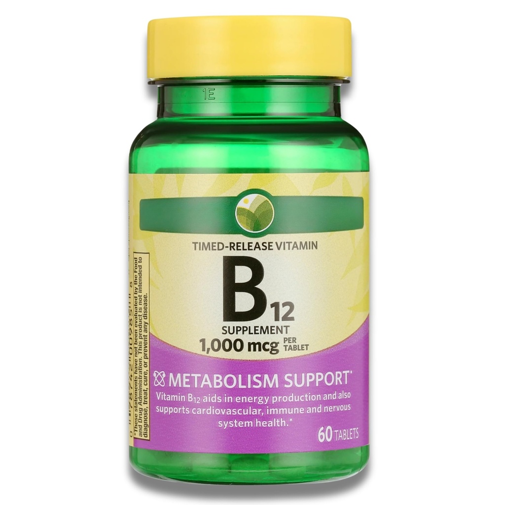 KP+ Vitamin B12 1,000 mcg Timed-Release | Metabolism Support | Vitamin Supplement | 60 Tablets | Pack of 1
