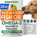 BARK&SPARK Omega 3 Fish Oil for Dogs - w/Wild Alaskan Salmon Oil for Dogs, Fish Oil Liquid Supplement for Pets, EPA+DHA Fatty Acids, Skin&Coat Support - Itch&Allergy Relief, Joint, Immune&Heart Health