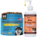 Natural Dog Company Everyday Itch Relief Bundle, Includes (1) Multivitamin Supplement Chews -90 pcs and (1) Skin and Coat Oil Food Topper-16 oz., Vitamins for dogs, Itch relief, Skin and Coat suppleme