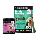 Pet Honesty Dog Wellness Virtual Bundle – 10-in-1 Multivitamin Supplement (Peanut Butter, 90 Ct) + Brush Buddies Dental Sticks for Small Dogs (25 Ct) – Daily Health & Dental Support