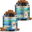 VICSOM Dog Allergy Relief & Probiotic Chews Bundle, 200 Count Each - Chicken Flavor Soft Chewswith Probiotics, Omega-3, Colostrum & Digestive Enzymes for Skin, Coat & Gut Support
