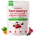 Tart Cherry Softgels | 500mg Cherry Extract Supplement | 300 Count | Magnesium Glycinate & Turmeric | Antioxidant Support | Tart Cherry Supplement with Flaxseed Oil | Gluten Free, Non-GMO, Soy Free