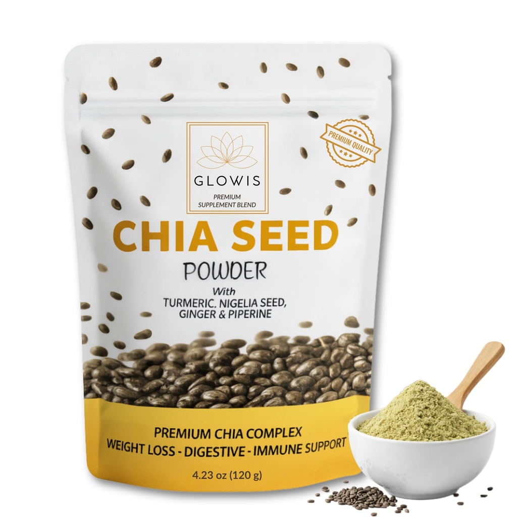 Organic Chia Seed Powder — 5-in-1 Superfood Blend with Turmeric, Ginger, Nigella & Black Pepper | Fiber, Protein & Digestive Support | Vegan, Non-GMO | 4.23 oz (20 Servings)