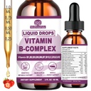 Vitamin B Complex Liquid Drops for Women Men & Kids, Sublingual B Complex Vitamins w/ Vit C B12 B6 B1 Niacin B9 Folate, Support Brain Neuropathy, Mood & Energy, Fast Absorb B-Complex Drops丨 Vegan 2Oz