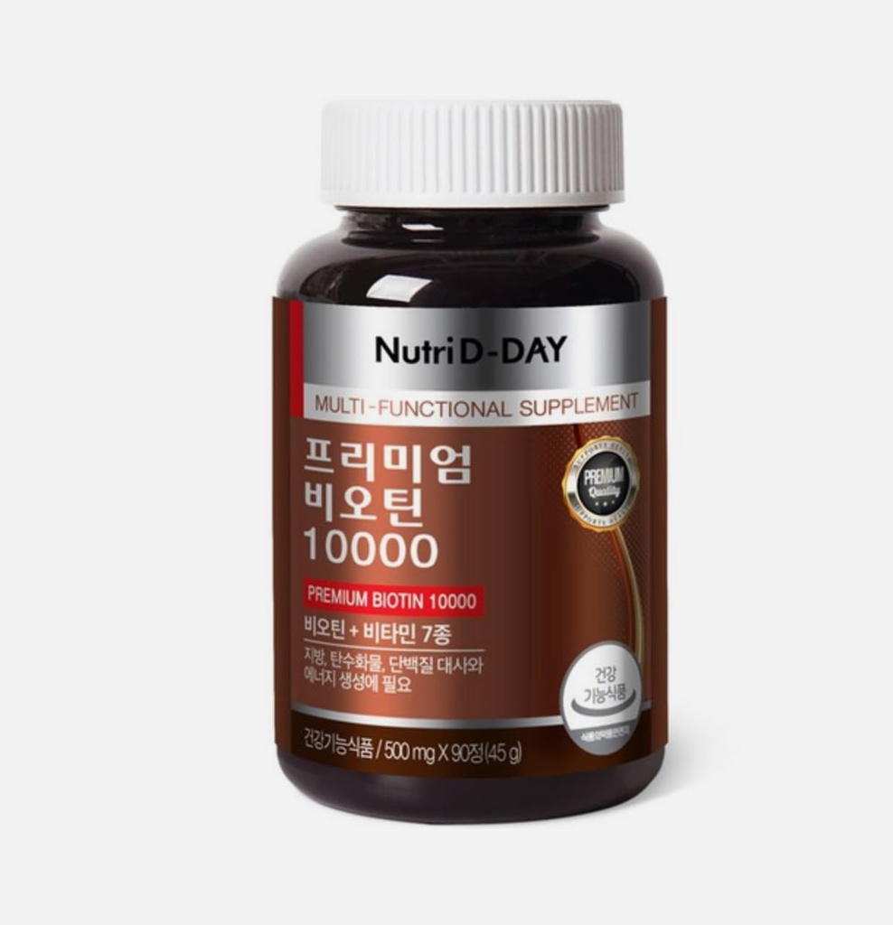 Nutri D-Day Premium Biotin 10000 45g, 90 Tablets 1 Bottle