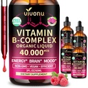 VivoNu Vitamin B Complex Liquid Drops, Methylated Vitamin B12 6000 mcg, B1, B6, B3, B5, B2, Folate, Biotin with Vitamin C D A E, Magnesium, Zinc, CoQ10 for Energy (4 Bottle)