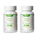 2 Bottles Vitamin B Complex with Vitamins B1, B2, B3, B5, B6, B12, Folic Acid, Choline, Zinc, Calcium, Inositol for Brain and Heart Support, Immunity, and Cellular Energy, 120 Tablets