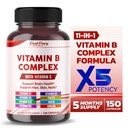 Ultra Vitamin B Complex with Vitamin C – Supports Brain Health & Promotes Healthy Hair, Skin, and Nails – High Potency B1, B2, B3, Folate, B12, Biotin, B5 & Choline
