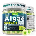 2 Pack Algae Omega 3 Gummies for Adults, Plant Based DHA 460mg & EPA 230mg, Omega 3 Fish Oil Alternative for Adults, Plus MethylFolate, Vitamin B12, Phosphatidylserine, No Fishy Taste, Sugar Free
