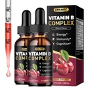 CFILIHTC (2 Pack) Vitamin B Complex Liquid Drops, B Vitamins Complex Supplement with B1, B2, B3, B5 B6, B7, B9 & Methyl B12 Drops for Adults & Kids, Vegan, Cherry Flavor