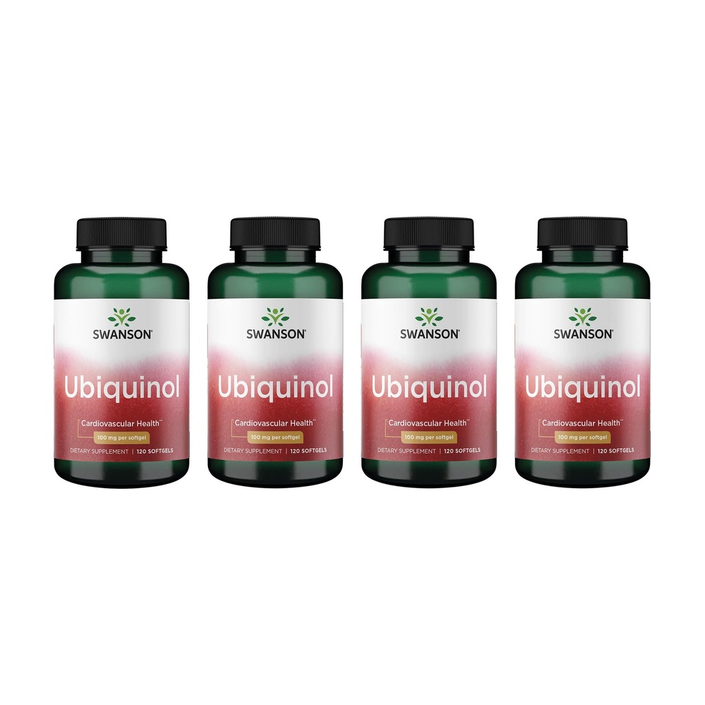Swanson Ubiquinol - 100 mg - for Heart Health, Brain Energy & Antioxidant Support - Aids ATP Production* - Non-GMO - 120 Softgels (4 Pack)