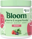 Bloom Beslenme Superfood Greens Toz, Digestive Enzymes w/Probiyotiks & Prebiyotiks, Gut Health, Kadınlar için Bloating Relief, Chlorella, 15 SVG (15 Hizmetler 1), Berry)