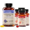 NatureWise [1] Flaxseed Oil 1000mg - Organic, Cold Pressed - 120 Softgels[120-Day Supply] + (Pack of 4) CoQ10 100mg + Black Pepper, High Absorption - 30 Softgels[30-Day Supply]