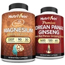 Nutrivein Premium Magnesium L-Threonate & Panax Ginseng Supplement Bundle: High-Absorption Magnesium Threonate and Red Ginseng Supplement Pair for Brain, Mood, & Vitality