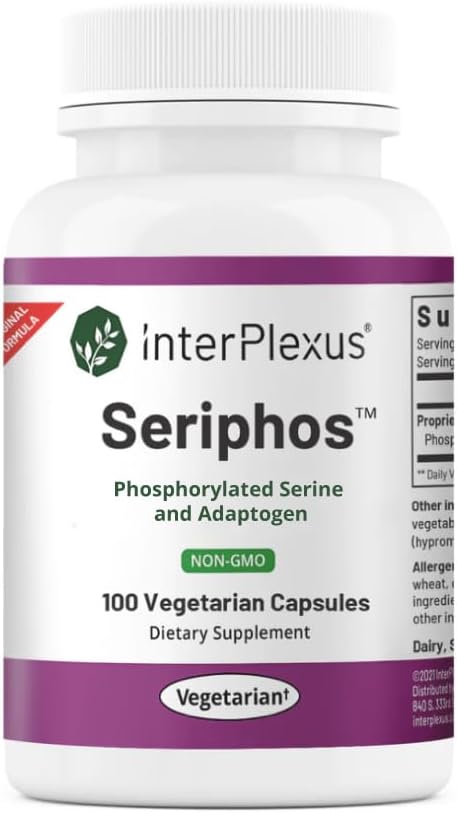 Seriphos - Phosphorylated Serine Adaptogen - Cortisol Supplement - Helps Cognitive Function, Gluten Free, Dairy Free, Soy Free - 100 Capsules