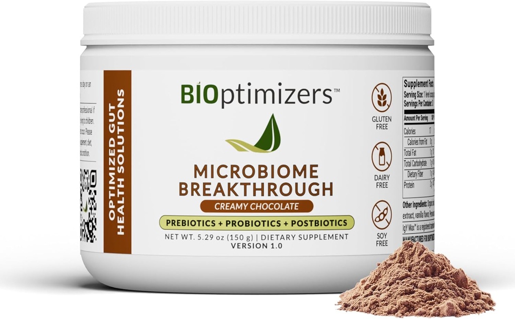 Microbiome Restorasyon Tozu - Chocolate Flavor - Lactobacillus Strains, Bone Broth & Collagen - L-Glutamine Kaynağının Kaynağı - Gaz & Bloating Relief - Genişleme Sağlığı - 30 Hizmet - 150g