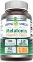 Amazing Formulak Melatonin Chewable Supplement | 5 Mg Per Serve | 250 Tablet | Non-GMO | Gluten-Free | Made in USA (Citrus Flavor)