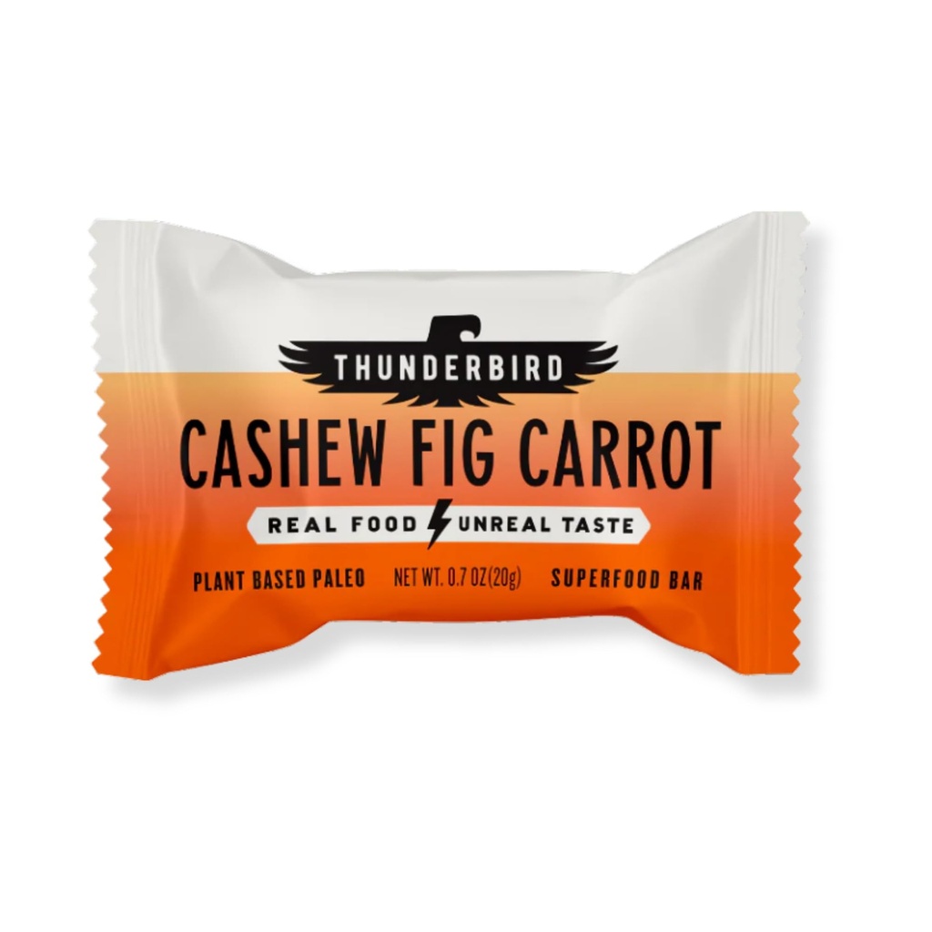 Thunderbird Cashew Fig Carrot Mini Energy Snack Bars, 2x 10 Count Bags, Gluten-Free with Protein, Healthy Real Food, Vegan Paleo Non-GMO, No Added Sugar, Perfectly Portable Size