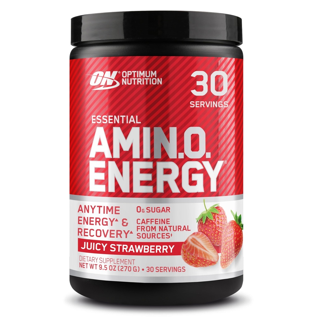 Optimum Nutrition Amino Energy-Pre Workout with Green Tea,BCAA,Amino Acids,Keto Friendly,Green Coffee Extract,Energy Powder-Juicy Strawberry Burst,9.5Ounce,30 Servings,(Pack of 6),(Packaging May Vary)