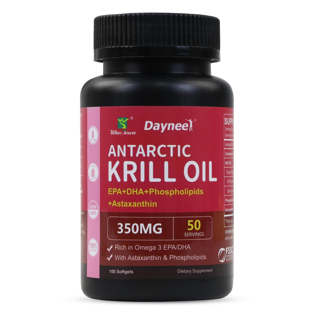 Antarctic Krill Oil Softgels - Omega-3 EPA/DHA from Krill Oil with Astaxanthin, 100 Softgels