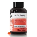 Antarctic Krill Oil 500mg softgels,Omega 3 Fatty Acid Supplements with EPA & DHA,Astaxanthin,Phospholipid for Heart Brain Joint Skin Support,No Fishy Burps,90 softgels