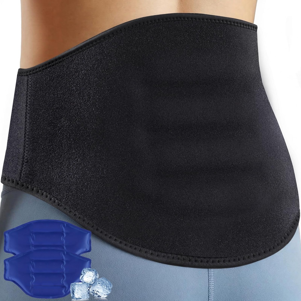 Ice Pack for Back Pain Relief - 2 Reusable Gel Packs, Leak-Proof Back Ice Pack Wrap for Lower Back Pain, Sciatica, Herniated Disc, Coccyx Pain, with Adjustable Strap, Hot & Cold Therapy
