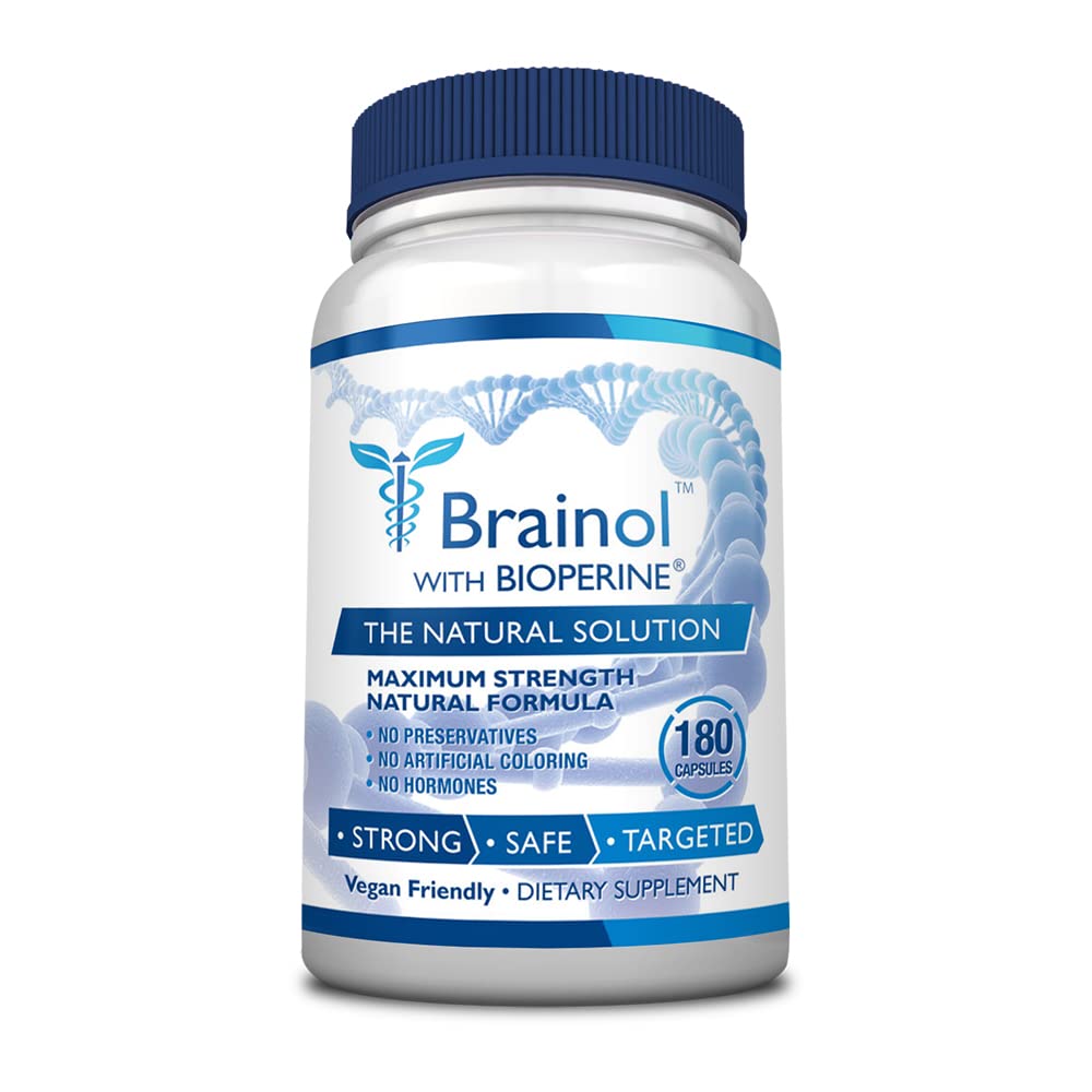 Brainol - The Smartest Choice For A Brain Boosting Nootropic - Enhance Mental Performance, Focus and Clarity - With DMAE, Huperzine A, BioPerine - Vegan-Friendly - 180 Capsules - 3 Month Supply