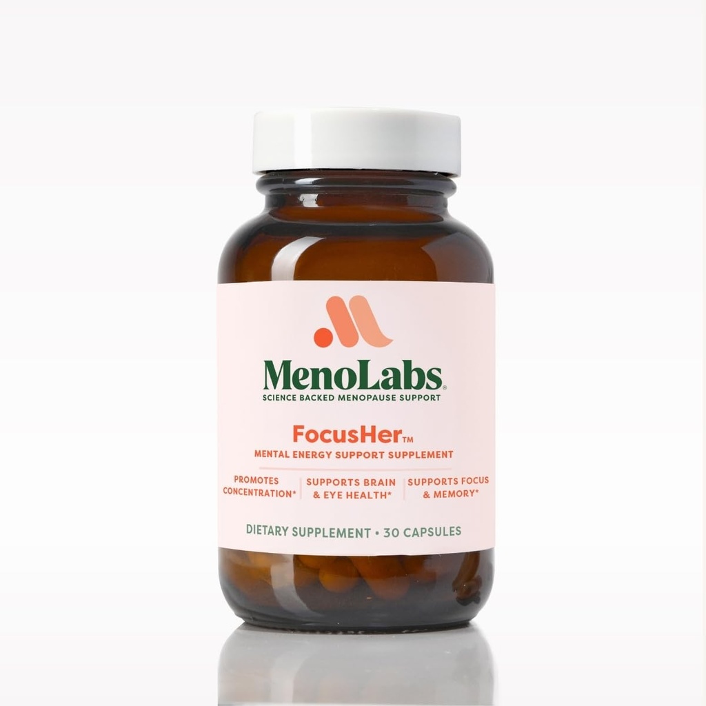 MENOLABS® FocusHer™ Mental Energy Support Supplement – Caffeine-Free Focus, Concentration & Memory – enXtra® & Lutemax 2020® – Menopause, Brain & Eye Health – 30 Capsules, 30-Day Supply