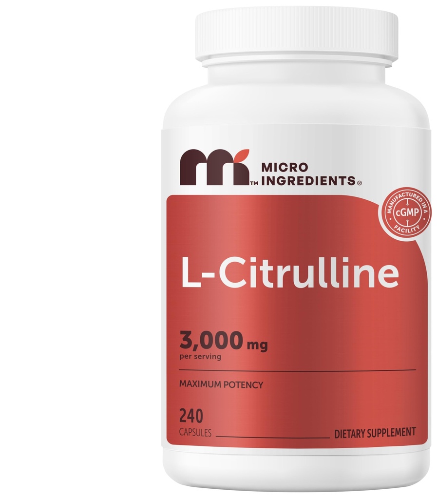 Micro Ingredients L-Citrulline 3,000 mg Per Serving, 240 Capsules | Nitric Oxide Supplement* for Men & Women | Amino Acid Supplement | Non-GMO, Gluten Free