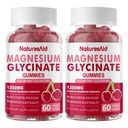 Natures Aid Magnesium Glycinate Gummies 1000mg - Sugar Free Magnesium Potassium Supplement with Vitamin D, B6, CoQ10 for Calm Mood & Sleep Support - 120 Cherry Gummies -2 Pack