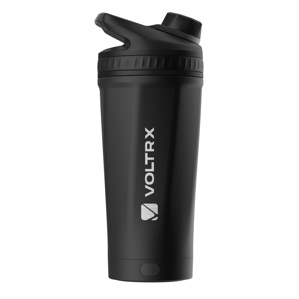 VOLTRX ChillMix Shaker Bottle Insulated Stainless Steel - USB C Rechargeable Electric Protein Shake Mixer, Shaker Cups for Protein Shakes and MealReplacement, Chrome Steel