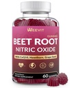 WEEVIT Beet Root Gummies, Nitric Oxide Booster with CoQ10, Grape Seed, Hawthorn,Hibiscus for Men, Women | Beet Chews Supplement, Non-GMO, Vegan