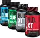 Jacked Factory Androsurge Estrogen Blocker for Men + Primasurge Testosterone Booster for Men + N.O. XT Nitric Oxide Booster + Build XT Muscle Builder