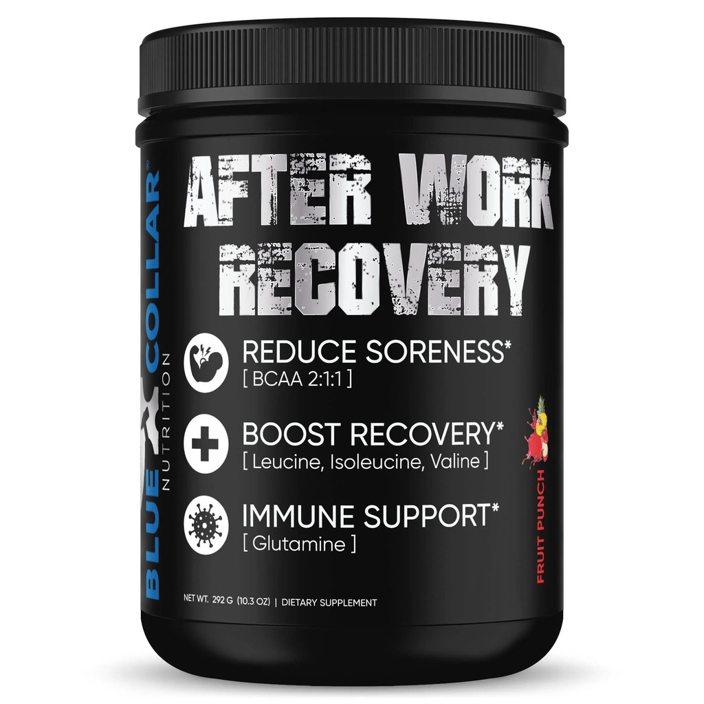 BLUE COLLAR NUTRITION After Work Recovery – Powder, 50 Servings – Revitalize, Recover, and Conquer (Fruit Punch)