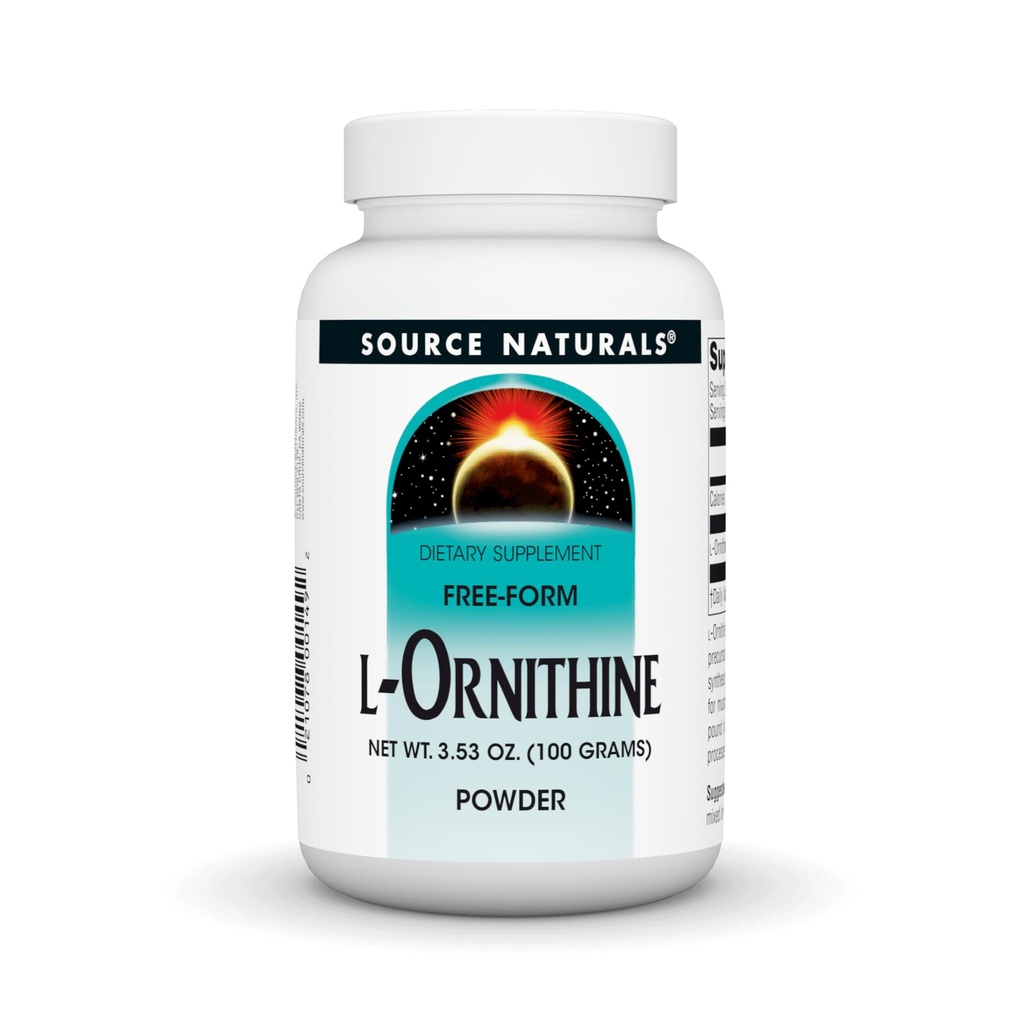 Source Naturals L-Ornithine Free Form Amino Acid Powder Supplement for Muscle Support* - 100 Grams