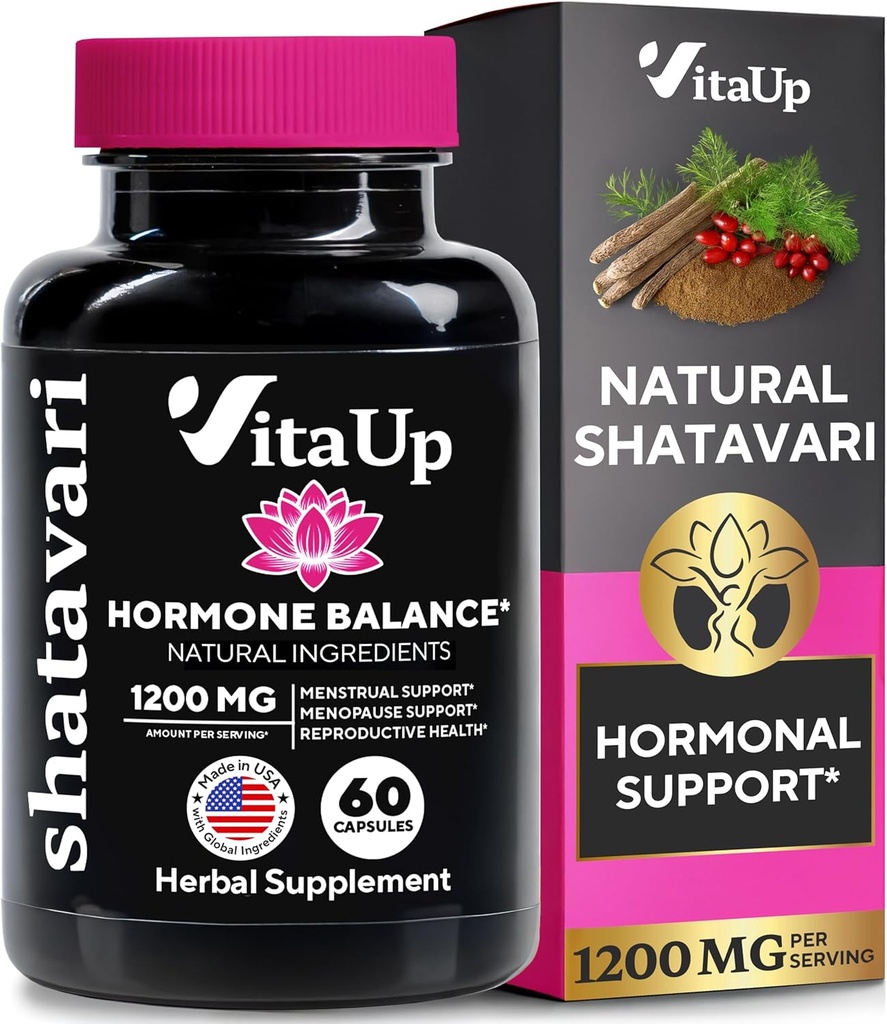 Cápsulas Shatavari para Mulheres 1200mg - USA Made Shatavari Root Supplement for Normal Hormonal Support, Menopause & Menstrual Wellness - 60 Cápsulas Vegan